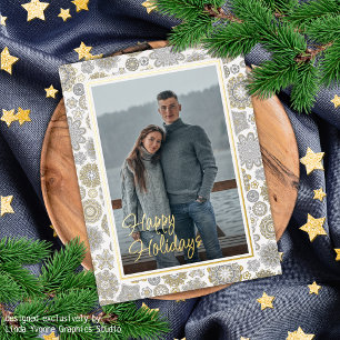 Festivalflora Mandala Schneeflocken Muster Gold Folien Feiertagspostkarte