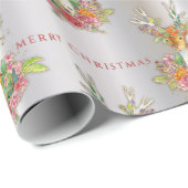 Festivalflorentinierin über Silber Frohe Weihnacht Geschenkpapier (Rolleneckpunkt)