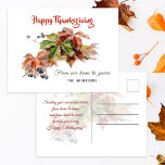 Festivalfoliage-Erntedank Postkarte<br><div class="desc">Farbenfrohe und festliche Bespielung von Vintag inspiriert Orange-,  Rot-,  Gold- und grünem Fall-Blattwerk mit drei Zeilen bearbeitbarem Text vor und ergänzenden Grafiken und schlug auf der Rückseite eine Begrüßung vor.</div>