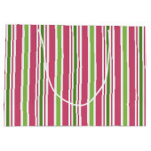 Festivalpink Candy Stripes Geschenktasche Große Geschenktüte (Rückseite)