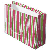 Festivalpink Candy Stripes Geschenktasche Große Geschenktüte (Vorderseite Schrägansicht)