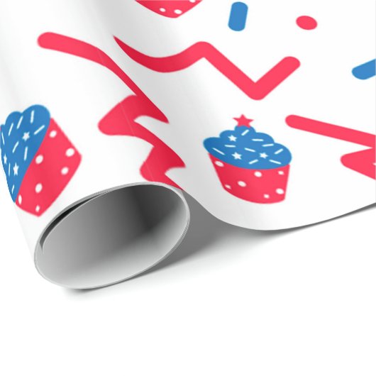 Festivals 4. Juli Symbole Geschenkpapier (Rolleneckpunkt)
