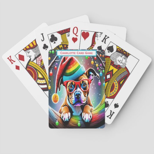 Festivals auf einer Regenbogenmonogramm Go Fish Ga Spielkarten (Rückseite)