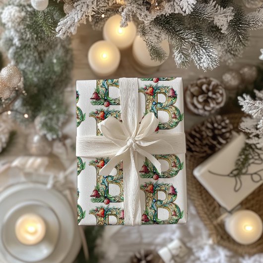Festivals Bauble Letter B Weihnachten Geschenkpapier