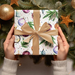 Festivals Bauble Watercolor Weihnachten Geschenkpapier