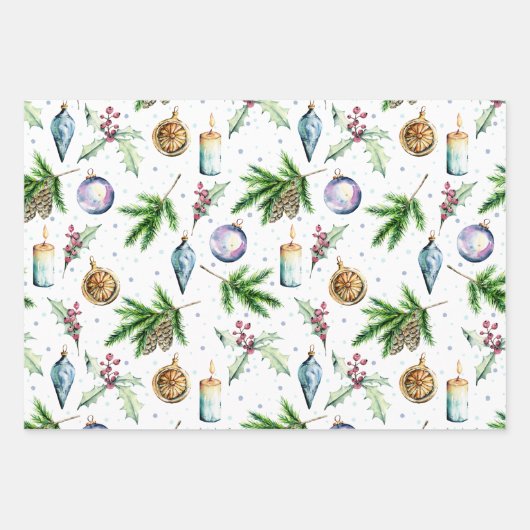 Festivals Bauble Watercolor Weihnachten Geschenkpapier Set (Vorderseite 2)