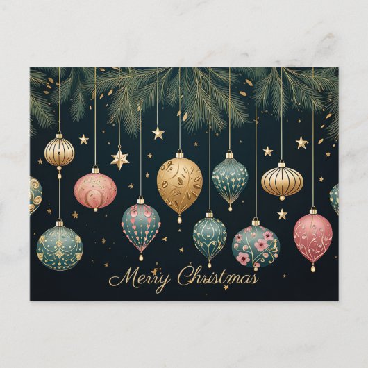 Festivals Baubles Weihnachtsgrüßkarte Feiertagspostkarte (Vorderseite)