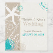 Festivals Beach Starfish Hochzeit in Urlaubsort Weinetikett (Einzelnes Label)