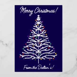 Festivals Blau & Silver Moderner Weihnachtsbaum Folien Feiertagskarte
