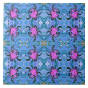 Festivals Blau und Heissrosa Dahlia Blume Petals Fliese