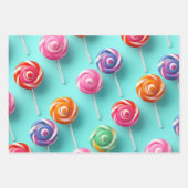 Festivals Blau und Rosa Lollipops Candy Lane Geschenkpapier Set (Vorderseite 2)