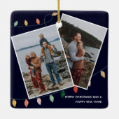 Festivals Blauer Fröhliche und helle Weihnachtsleu Keramikornament (Rückseite)