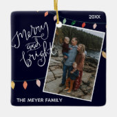 Festivals Blauer Fröhliche und helle Weihnachtsleu Keramikornament (Vorderseite)