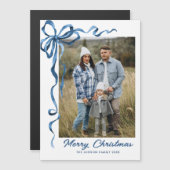 Festivals Blue Christmas Bow Foto Magnetic Card Magnetkarte (Vorne/Hinten)