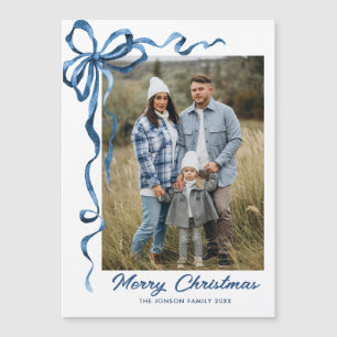 Festivals Blue Christmas Bow Foto Magnetic Card Magnetkarte