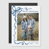 Festivals Blue Christmas Bow Foto Magnetic Card Magnetkarte (Vorne/Hinten)