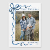 Festivals Blue Christmas Bow Foto Magnetic Card Magnetkarte (Vorderseite)