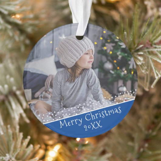 Festivals Blue Christmas Holiday Keepake Foto Ornament (Baum)
