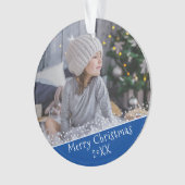 Festivals Blue Christmas Holiday Keepake Foto Ornament (Vorderseite)