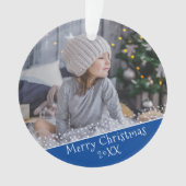 Festivals Blue Christmas Holiday Keepake Foto Ornament (Vorderseite)