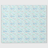 Festivals Blue Christmas Repetiername Personalisie Geschenkpapier (Flach)