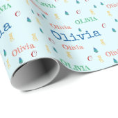 Festivals Blue Christmas Repetiername Personalisie Geschenkpapier (Rolleneckpunkt)