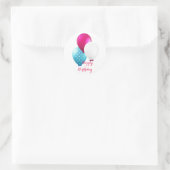 Festivals Blue Pink & White Balloons Gerne zum Geb Runder Aufkleber (Tasche)