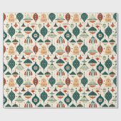 Festivals Blue Red Ornaments Geometric Mid Century Geschenkpapier (Flach)