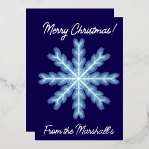 Festivals Blue & Silver Snowflake Persönliche Weih Folien Feiertagskarte