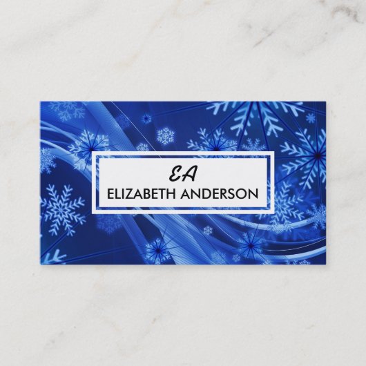 Festivals Blue Snowflake Winter Business Cards Visitenkarte (Vorderseite)