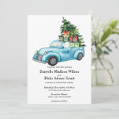 Festivals Blue Truck Lässig Weihnachten Einladung (Stehend Vorderseite)