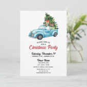 Festivals Blue Truck Lässiges Party Einladung (Stehend Vorderseite)