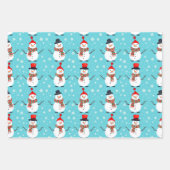 Festivals Blue Winter Wonderland Snowmen Weihnacht Geschenkpapier Set (Vorderseite 2)