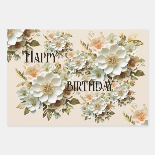 Festivals Blumendesign Geschenkpapier Set (Vorderseite)