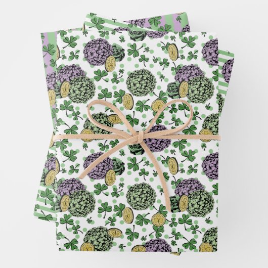 Festivals Blumengrün Kleidung St Patricks Day Geschenkpapier Set (Beispiel)