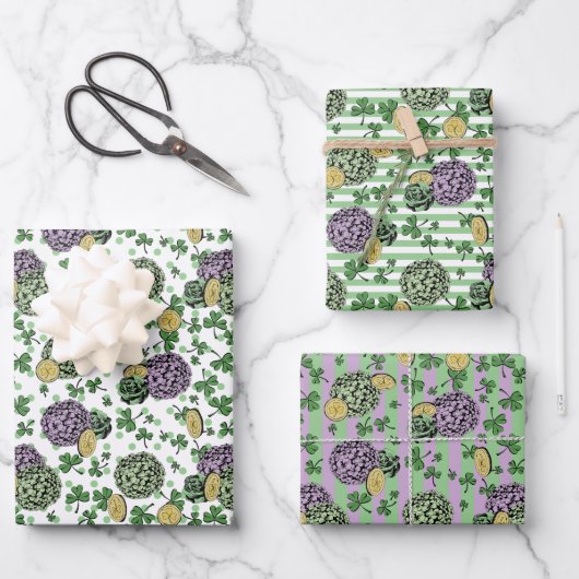 Festivals Blumengrün Kleidung St Patricks Day Geschenkpapier Set (Vorderseite)