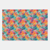 Festivals Blumenmuster - Lebhafte Blüten Geschenkpapier Set (Vorderseite)