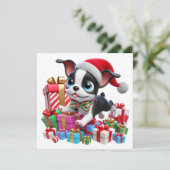 Festivals Boston Terrier mit Geschenken Feiertagskarte (Stehend Vorderseite)