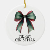 Festivals Bow Modernes Foto Frohe Weihnachten Keramik Ornament (Vorne)