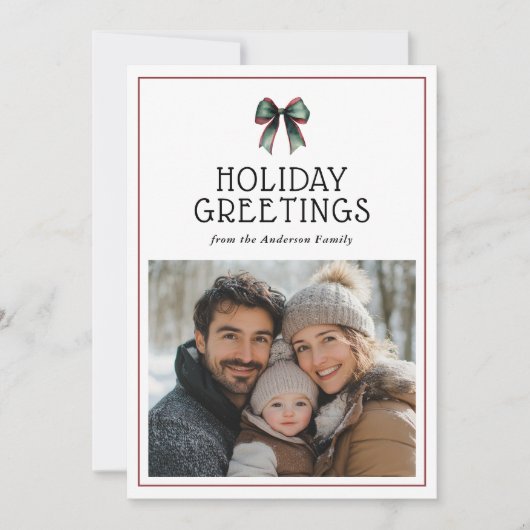 Festivals Bow Modernes Rotes Foto Weihnachten (Vorderseite)