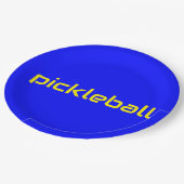 Festivals Bright Blue Moderner Gelber PICKLEBALL T Pappteller (Schrägansicht)