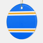 Festivals Bright Blue Yellow White Racing Streifen Keramik Ornament (Links)