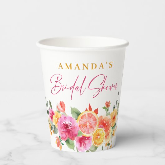 Festivals Bright Blume Slice Citrus Brautparty Pappbecher (Rückseite)