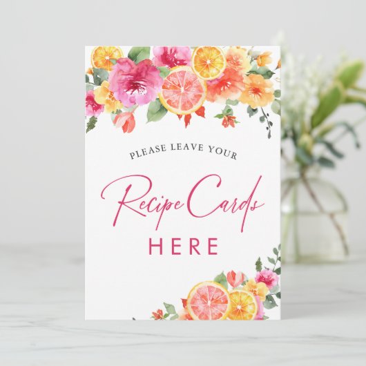Festivals Bright Citrus Bridal Rezept Card Signatu Einladung (Stehend Vorderseite)