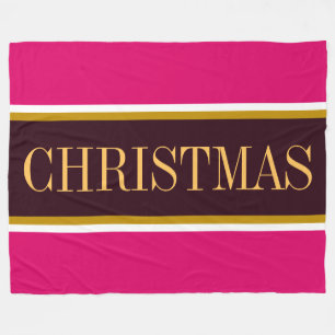 Festivals Bright Pink Burgund CHRISTMAS Streifen Fleecedecke