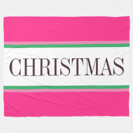 Festivals Bright Pink Green White CHRISTMAS Streif Fleecedecke
