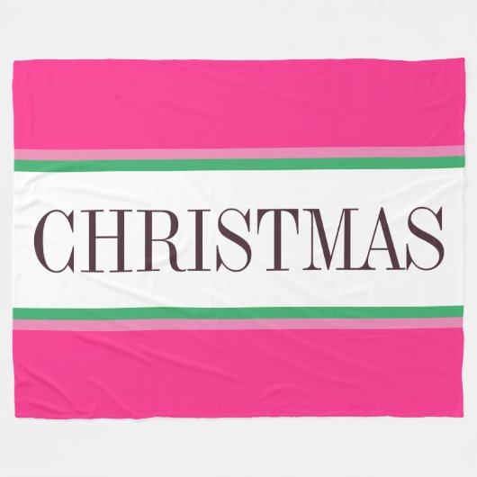 Festivals Bright Pink Green White CHRISTMAS Streif Fleecedecke (Vorderseite (Horizontal))