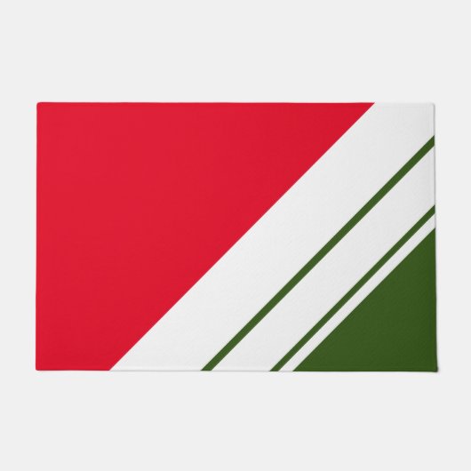 Festivals Bright Red Bold Green White Racing Strei Fußmatte (Vorderseite)