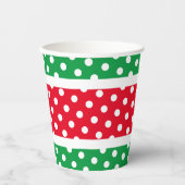 Festivals Bright Red Green Polka Dots Streifen Pappbecher (Vorderseite)