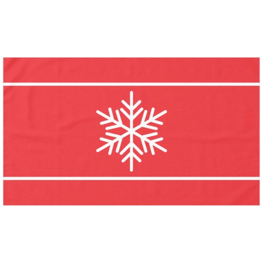 Festivals Bright Red Nordic White Snowflake Streif Tischdecke (Vorderseite (Horizontal))